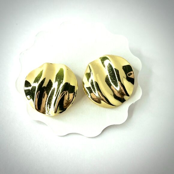NWT Gold Stud Earrings Women Modern Professional 1 inch Minimalist Office - Picture 6 of 6